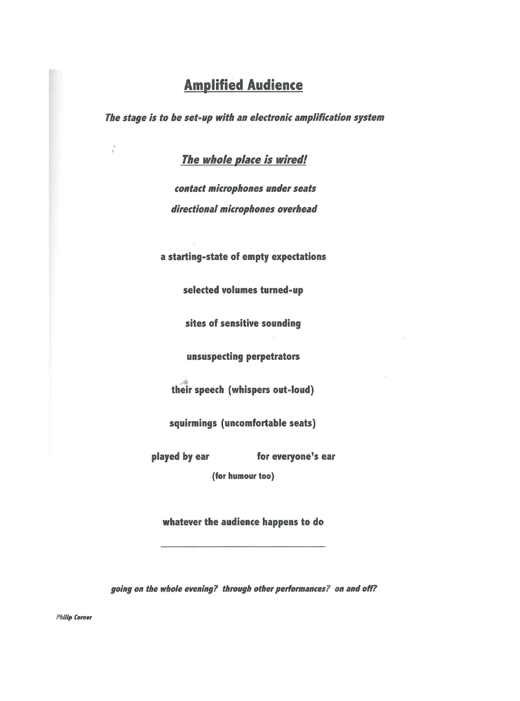 Partition originale (en anglais) de Amplified Audience de Philip Corner
